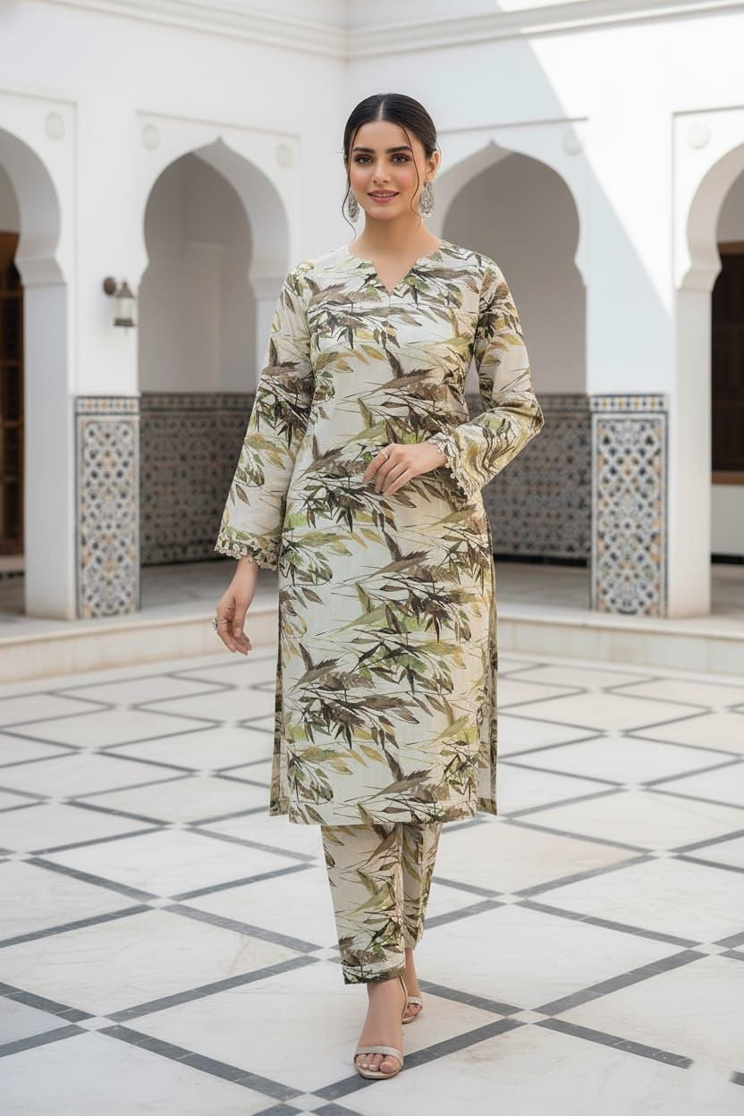 2 Piece Digital Bana Dora Linen Collection Unstitched Suit – Winter Wear HA07-1025LLW90-ML