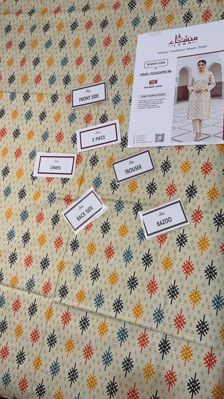 2 Piece Digital Bana Dora Linen Collection Unstitched Suit – Winter Wear HA08-1025LLW90-ML