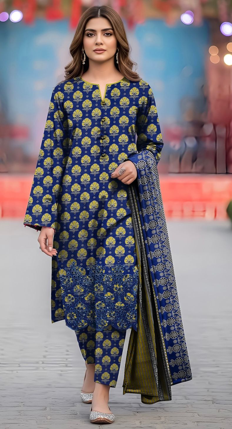 3 Piece Embroidered Khaddar Unstitched Suit –  Fancy Collection Luxury Winter Wear HA17-1025LLW90-ML