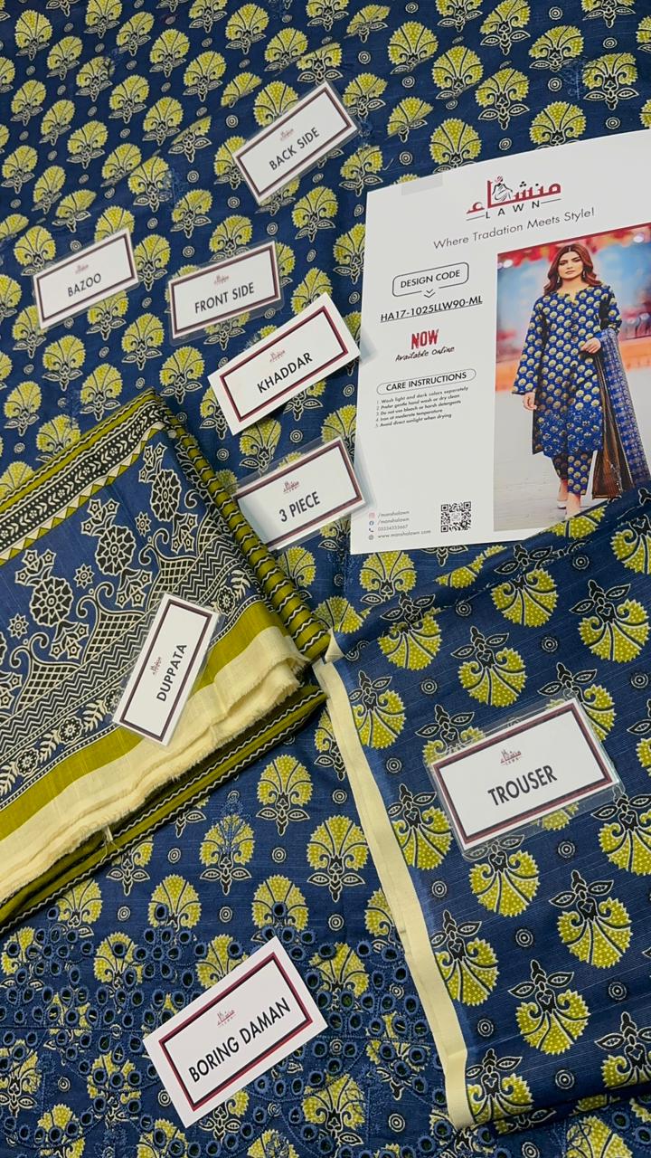 3 Piece Embroidered Khaddar Unstitched Suit –  Fancy Collection Luxury Winter Wear HA17-1025LLW90-ML