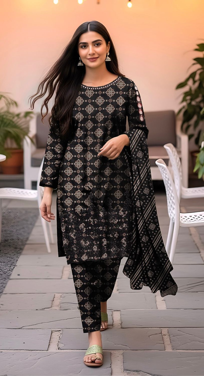 3 Piece Embroidered Linen Collection Unstitched Suit – Winter Wear HA14-1025LLW90-ML