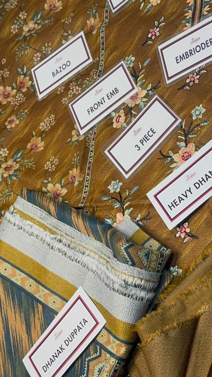 3 Piece Embroidered Dhanak Unstitched Suit –  Fancy Collection Luxury Winter Wear HA19-1025LLW90-ML