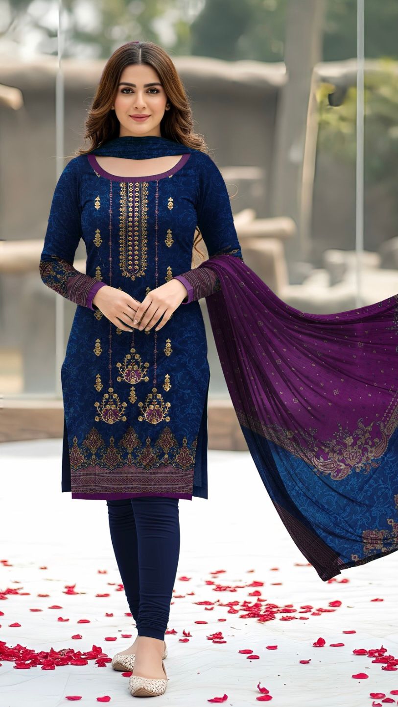 3 Piece Embroidered Dhanak Unstitched Suit –  Fancy Collection Luxury Winter Wear HA20-1025LLW90-ML