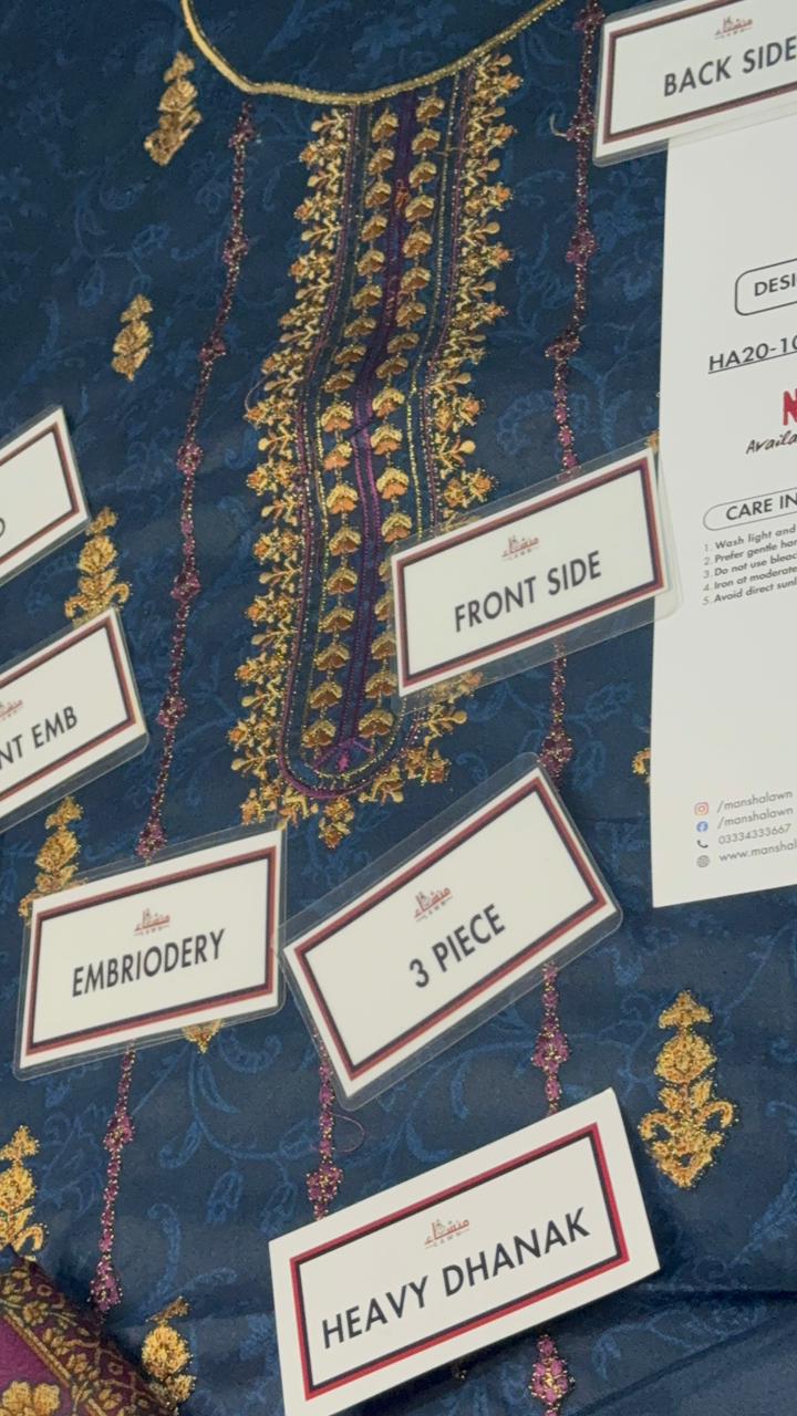 3 Piece Embroidered Dhanak Unstitched Suit –  Fancy Collection Luxury Winter Wear HA20-1025LLW90-ML