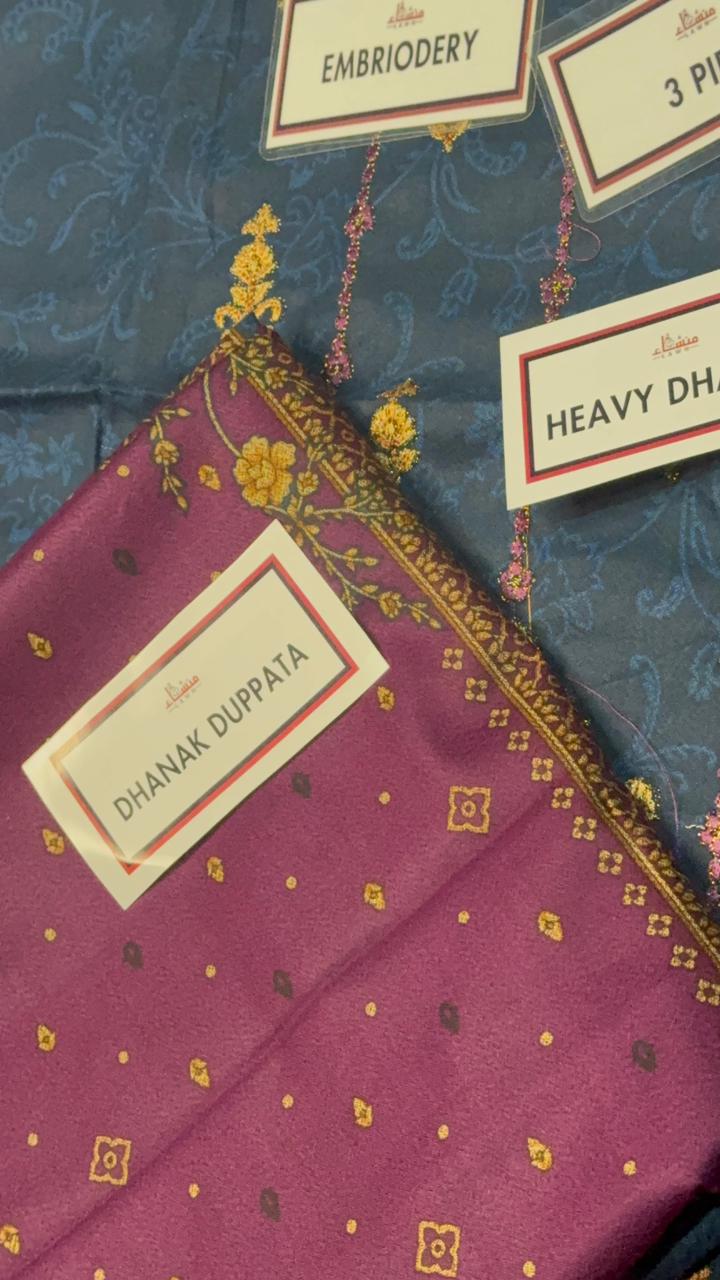 3 Piece Embroidered Dhanak Unstitched Suit –  Fancy Collection Luxury Winter Wear HA20-1025LLW90-ML