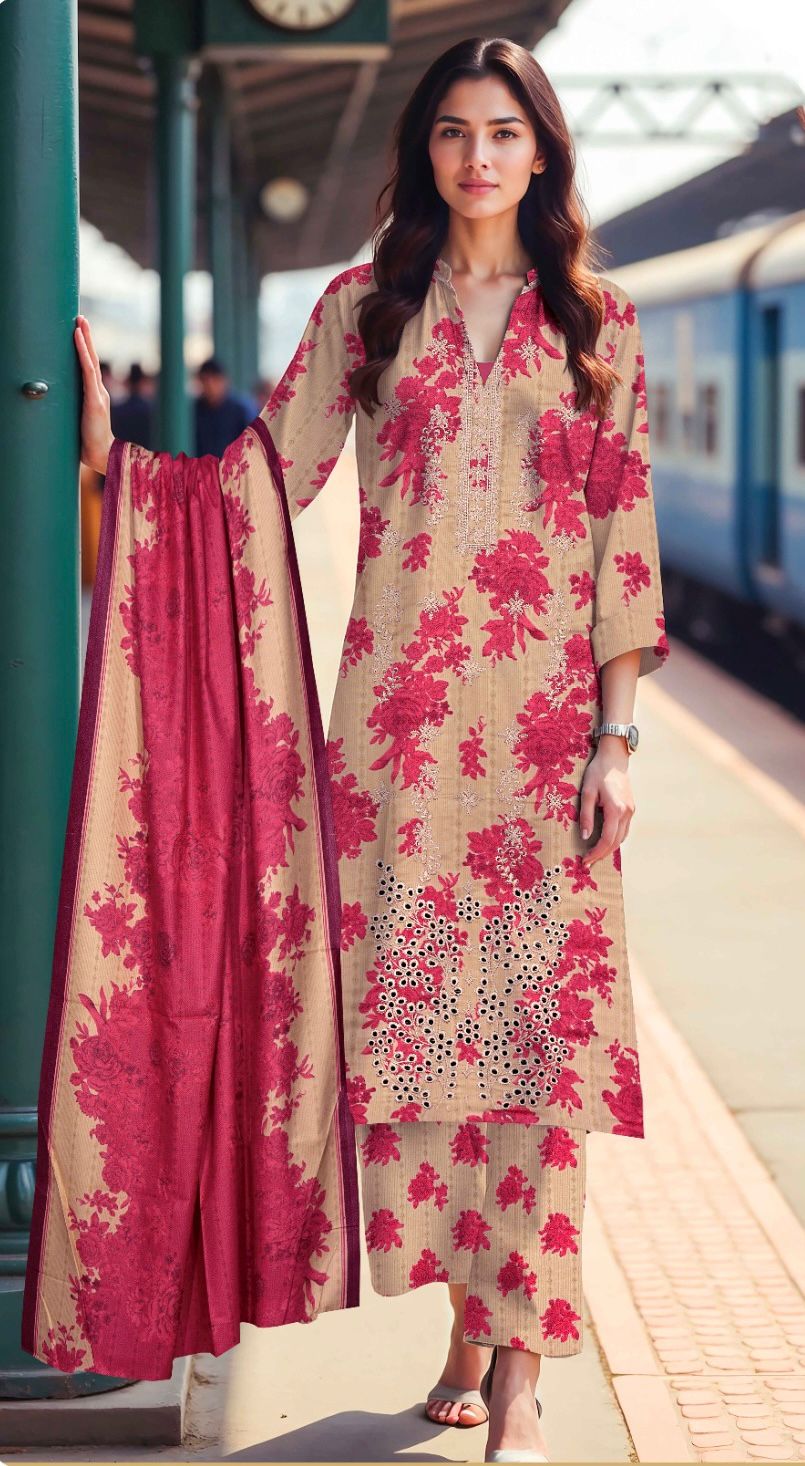 3 Piece Embroidered Dhanak Unstitched Suit –  Fancy Collection Luxury Winter Wear HA21-1025LLW90-ML