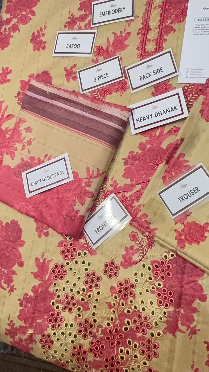 3 Piece Embroidered Dhanak Unstitched Suit –  Fancy Collection Luxury Winter Wear HA21-1025LLW90-ML