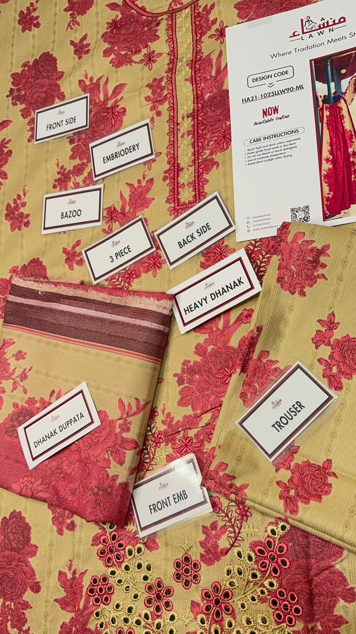 3 Piece Embroidered Dhanak Unstitched Suit –  Fancy Collection Luxury Winter Wear HA21-1025LLW90-ML