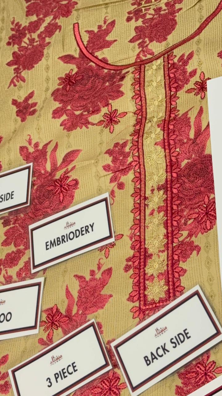 3 Piece Embroidered Dhanak Unstitched Suit –  Fancy Collection Luxury Winter Wear HA21-1025LLW90-ML