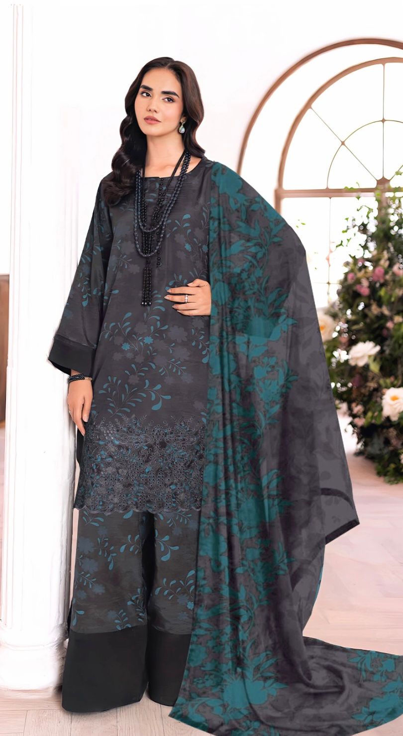 3 Piece Embroidered Linen Collection Unstitched Suit – Winter Wear HA13-1025LLW90-ML