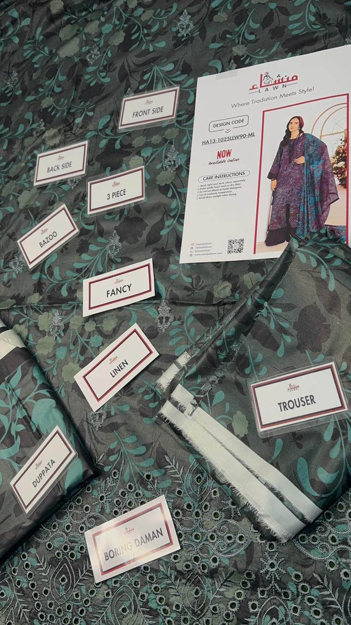 3 Piece Embroidered Linen Collection Unstitched Suit – Winter Wear HA13-1025LLW90-ML