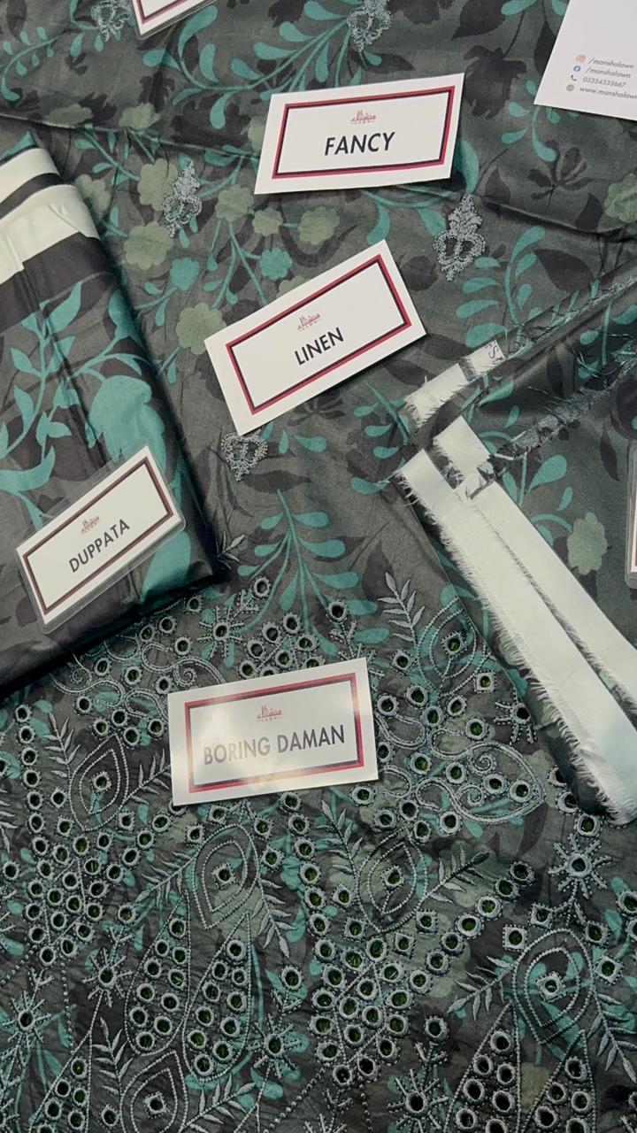 3 Piece Embroidered Linen Collection Unstitched Suit – Winter Wear HA13-1025LLW90-ML