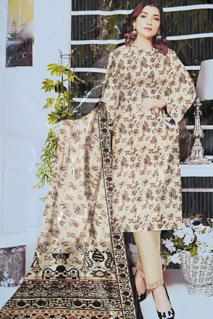 3 Piece Printed Marina - Mother Collection Unstitched Suit – Winter Wear BA47-1025LLW93-ML