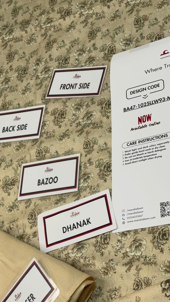 3 Piece Printed Marina - Mother Collection Unstitched Suit – Winter Wear BA47-1025LLW93-ML