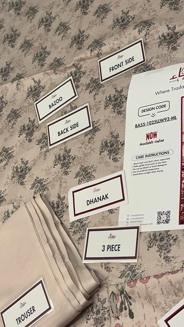 3 Piece Printed Marina - Mother Collection Unstitched Suit – Winter Wear BA55-1025LLW93-ML