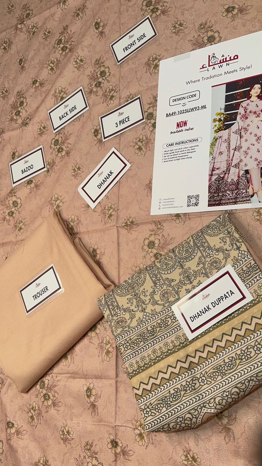 3 Piece Printed Marina - Mother Collection Unstitched Suit – Winter Wear BA49-1025LLW93-ML