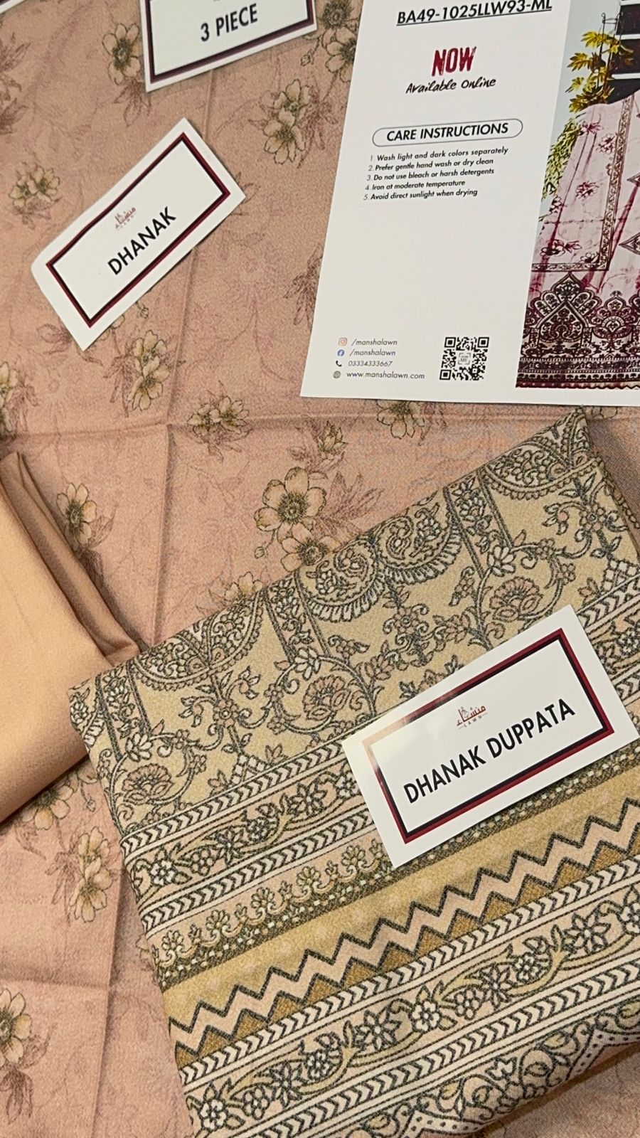 3 Piece Printed Marina - Mother Collection Unstitched Suit – Winter Wear BA49-1025LLW93-ML