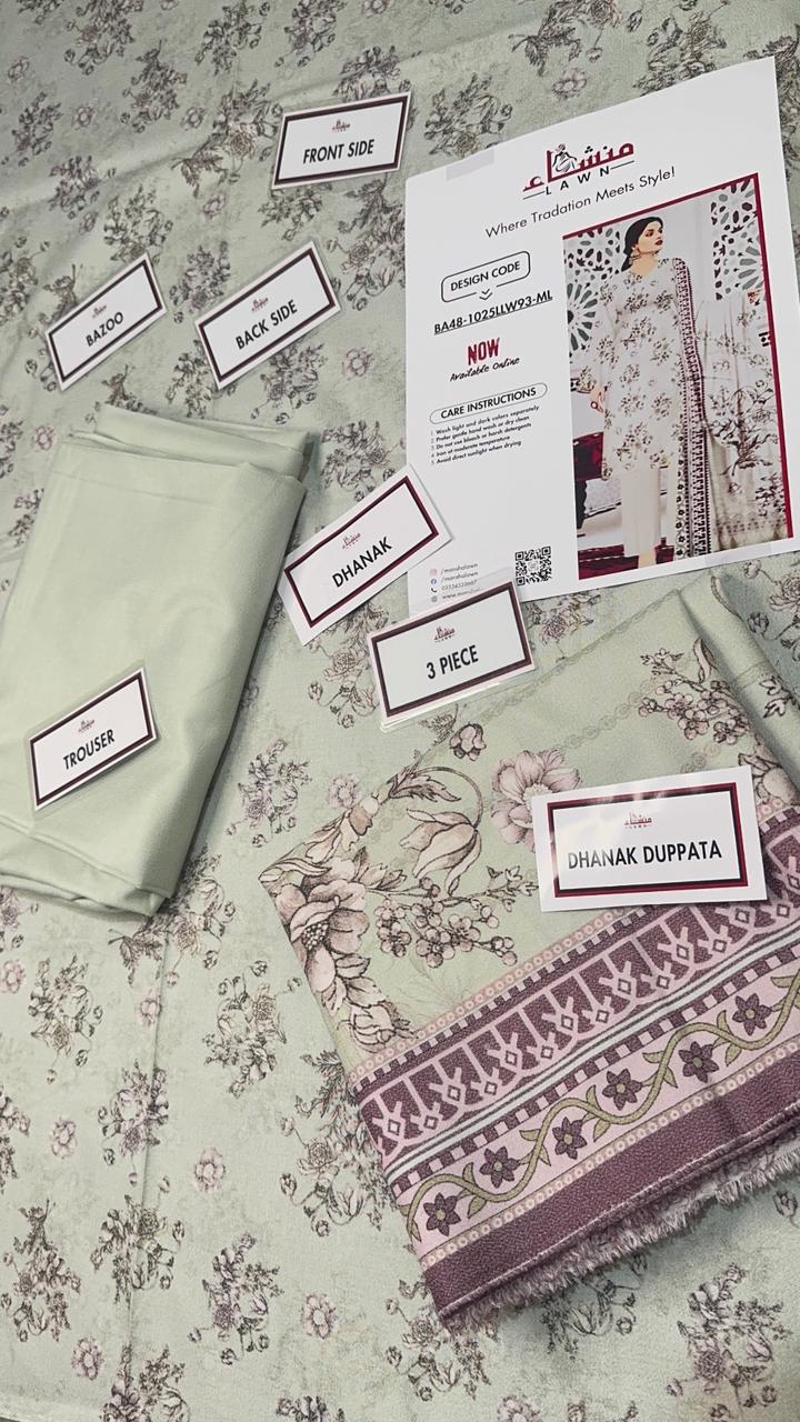 3 Piece Printed Marina - Mother Collection Unstitched Suit – Winter Wear BA48-1025LLW93-ML