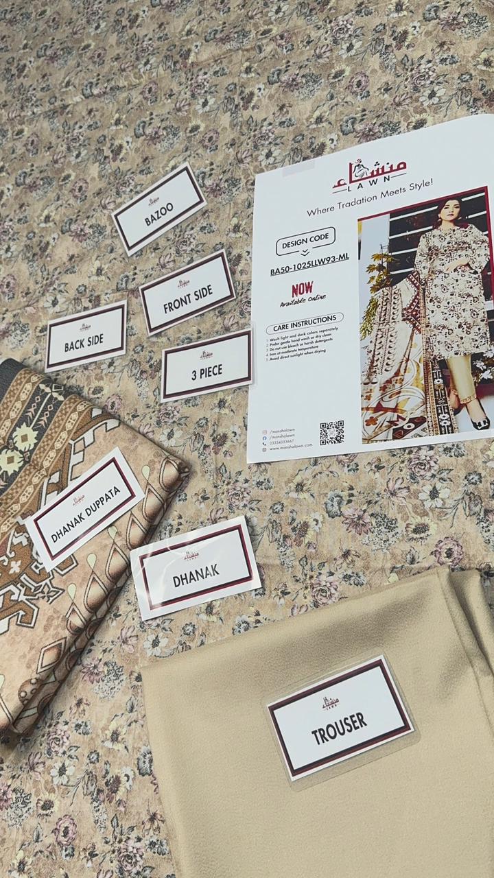 3 Piece Printed Marina - Mother Collection Unstitched Suit – Winter Wear BA50-1025LLW93-ML