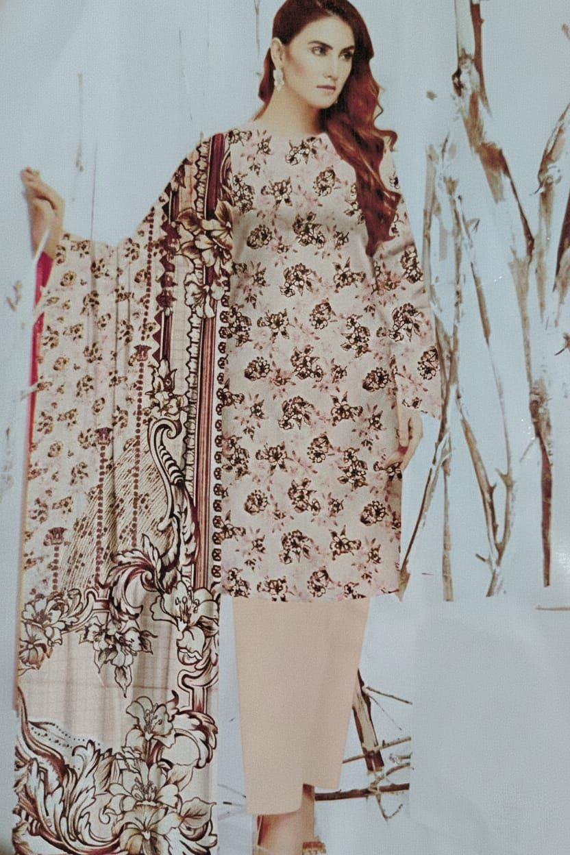 3 Piece Printed Marina - Mother Collection Unstitched Suit – Winter Wear BA46-1025LLW93-ML