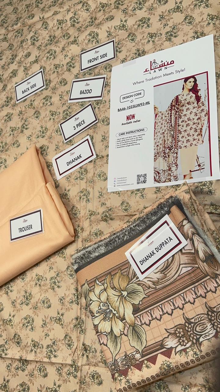 3 Piece Printed Marina - Mother Collection Unstitched Suit – Winter Wear BA46-1025LLW93-ML