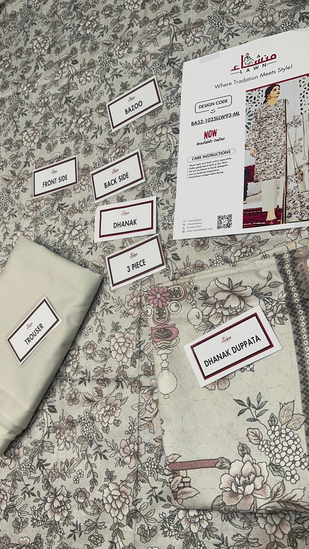 3 Piece Printed Marina - Mother Collection Unstitched Suit – Winter Wear BA52-1025LLW93-ML