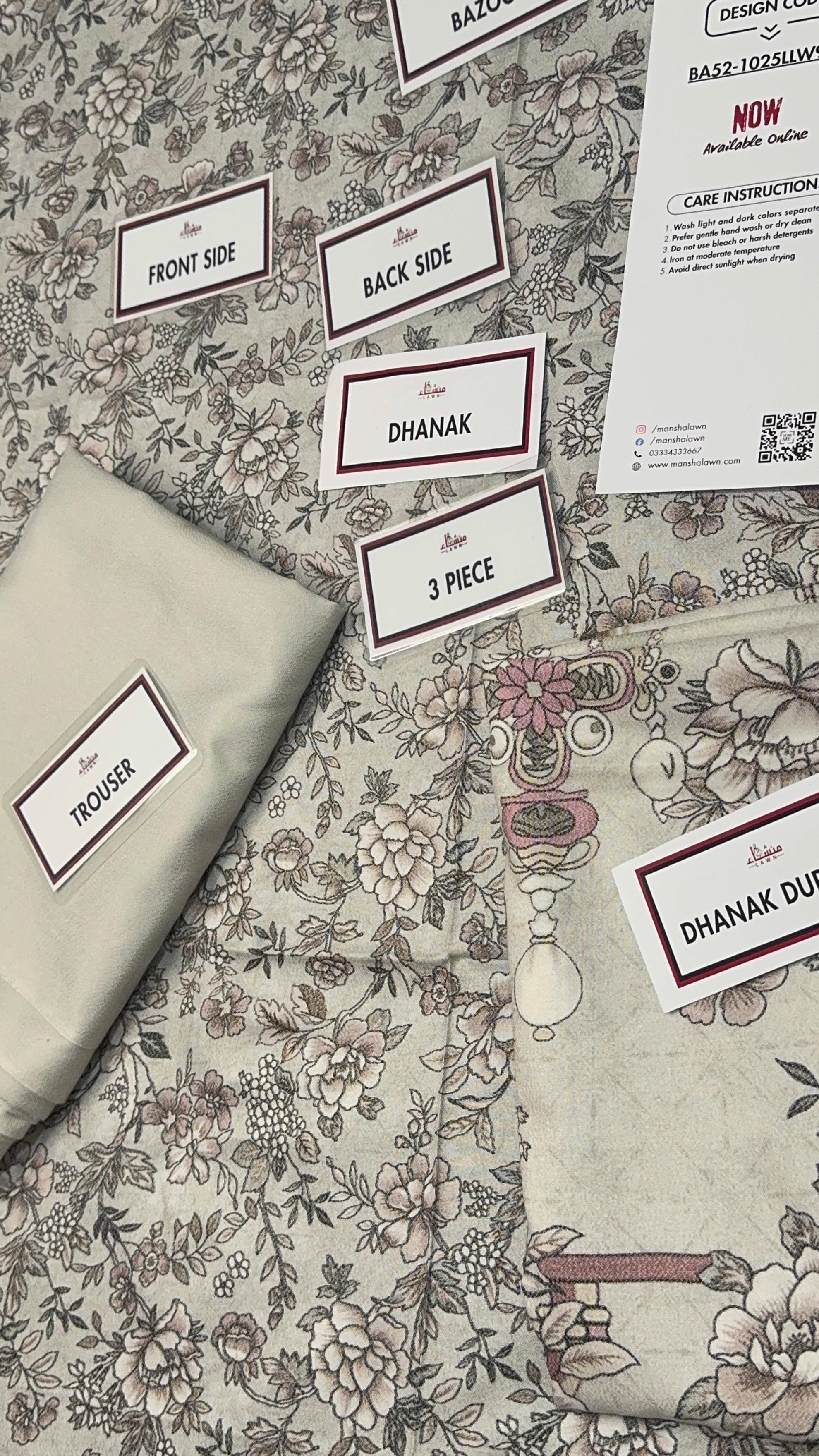 3 Piece Printed Marina - Mother Collection Unstitched Suit – Winter Wear BA52-1025LLW93-ML