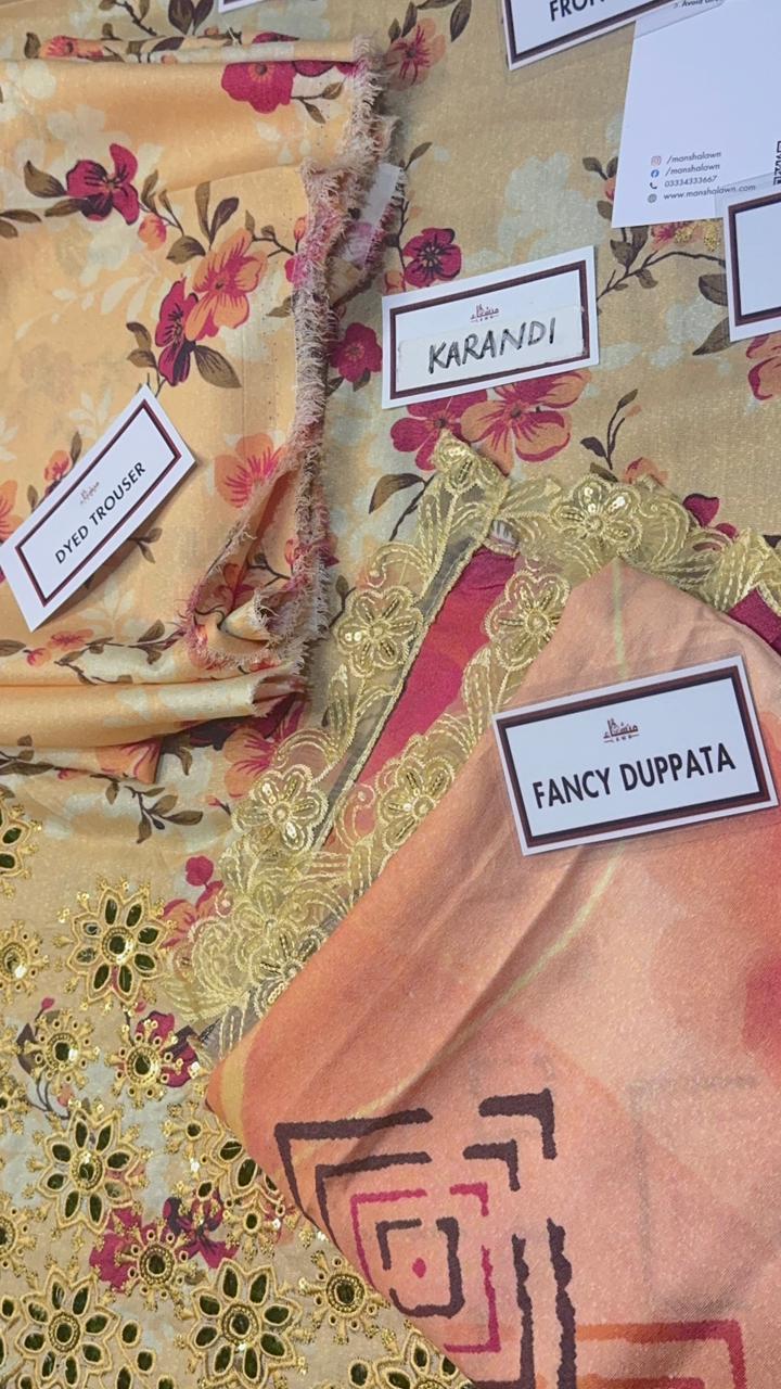 3 Piece Embroidered Karandi Unstitched Suit – Winter Wear MA43-1025LLW92-ML