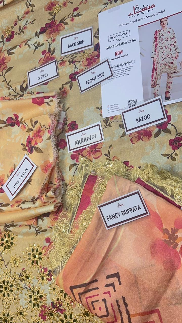 3 Piece Embroidered Karandi Unstitched Suit – Winter Wear MA43-1025LLW92-ML