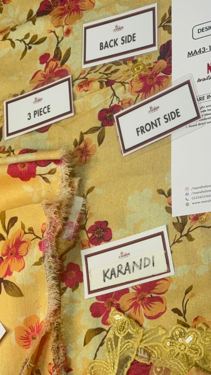 3 Piece Embroidered Karandi Unstitched Suit – Winter Wear MA43-1025LLW92-ML