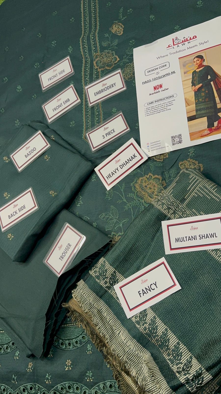 3 Piece Embroidered Dhanak Unstitched Suit –  Fancy Collection Luxury Winter Wear HA03-1025LLW90-ML