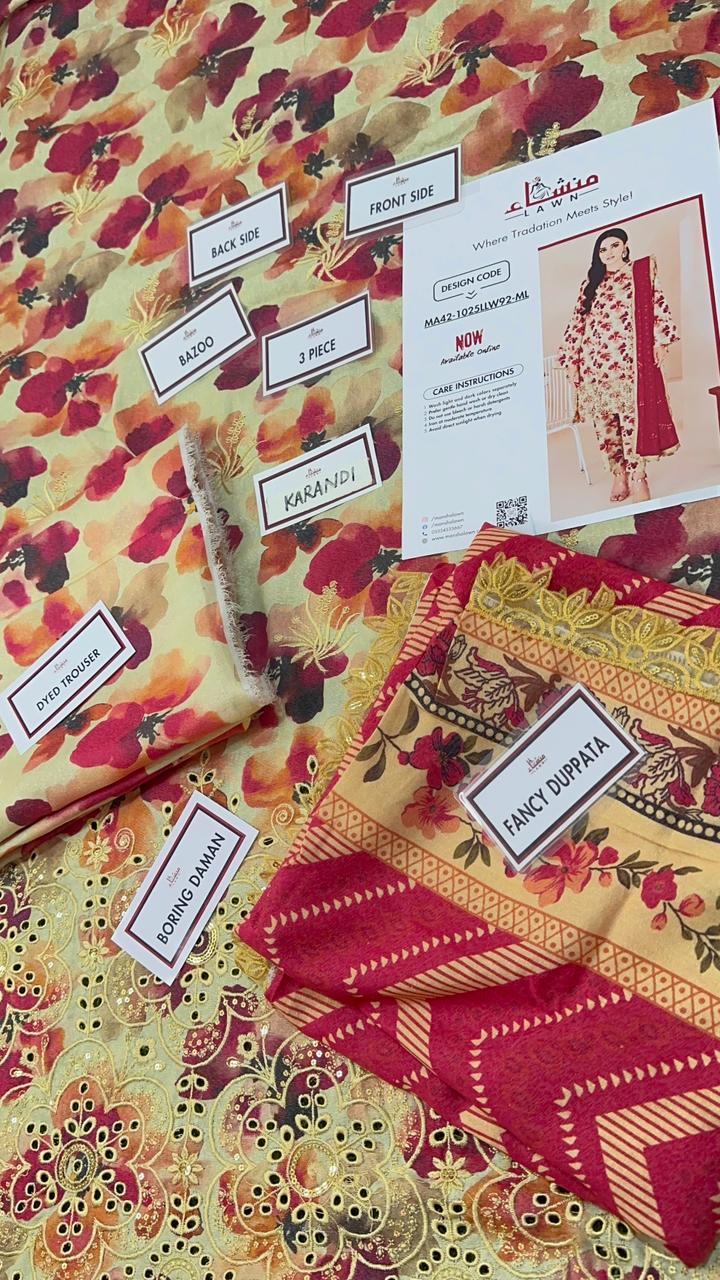 3 Piece Embroidered Karandi Unstitched Suit – Winter Wear MA42-1025LLW92-ML