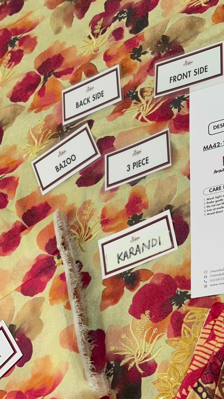 3 Piece Embroidered Karandi Unstitched Suit – Winter Wear MA42-1025LLW92-ML