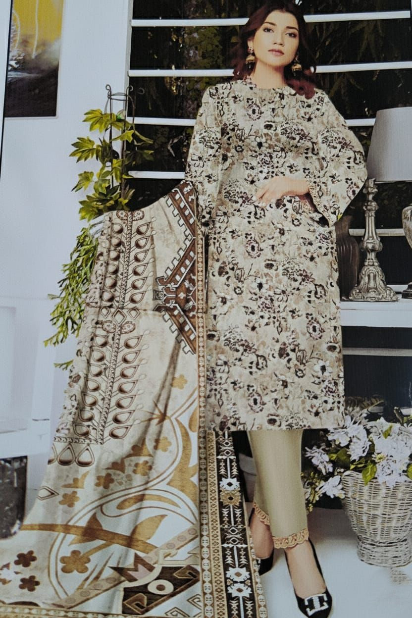 3 Piece Printed Marina - Mother Collection Unstitched Suit – Winter Wear BA50-1025LLW93-ML