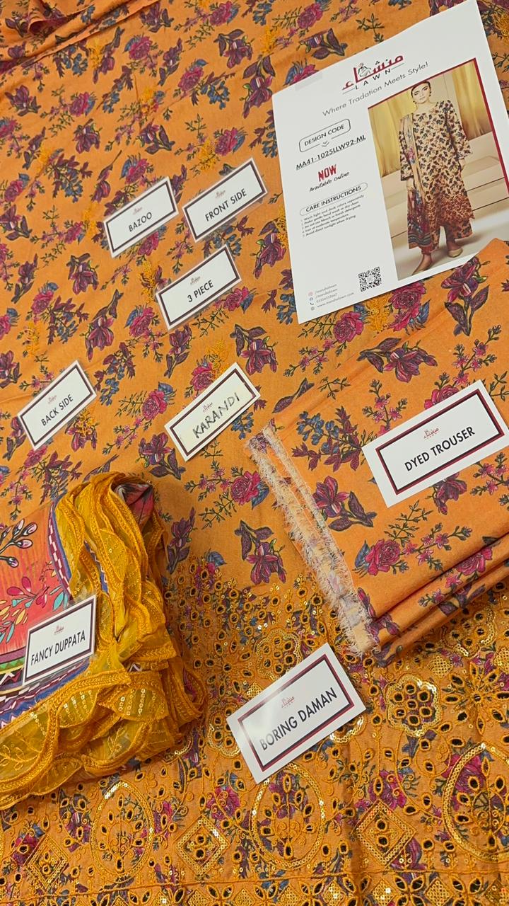 3 Piece Embroidered Karandi Unstitched Suit – Winter Wear MA41-1025LLW92-ML