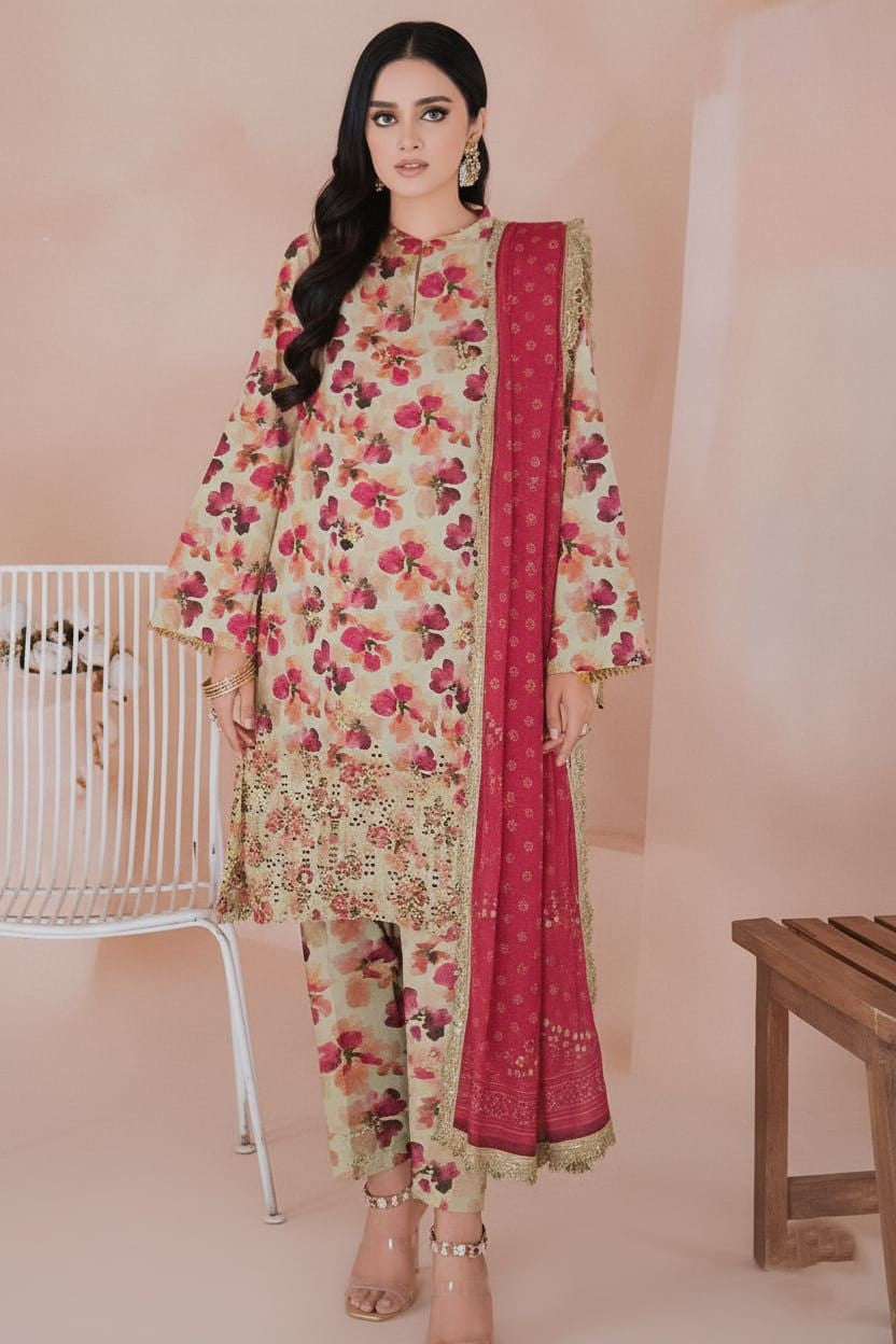 3 Piece Embroidered Karandi Unstitched Suit – Winter Wear MA42-1025LLW92-ML